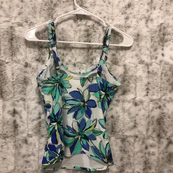 Tankini Size 6D Croft & Barrow Bathing Suit Swim Swimming White/Blue Floral - Picture 6 of 12